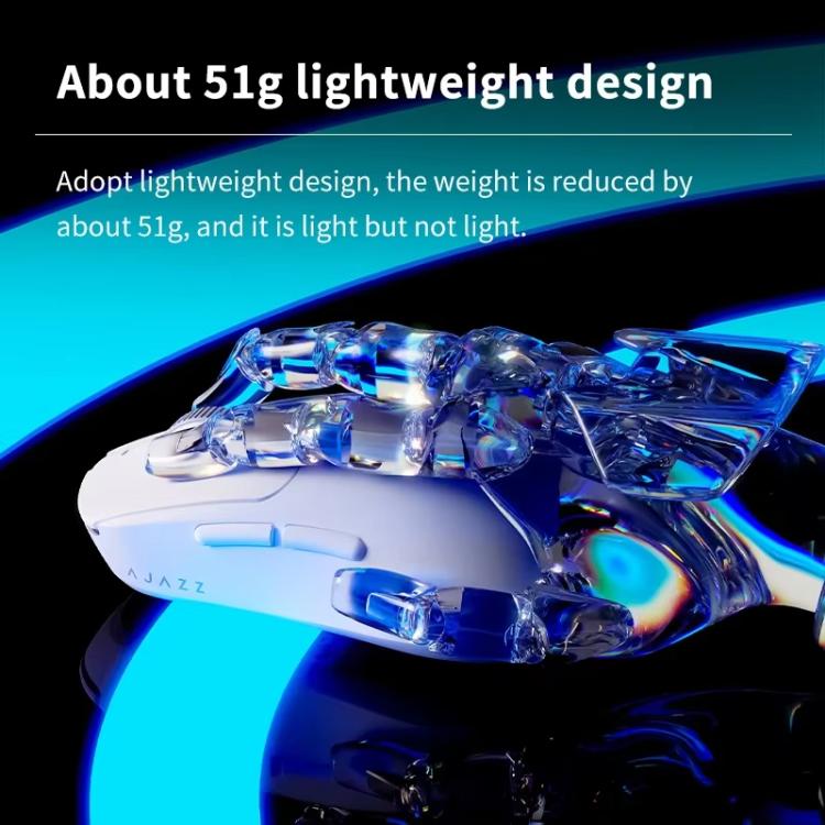 Ajazz AJ199 MAX Wireless 2.4GHz Wired BT Tri-Mode Mouse PAW3395 Lightweight Gaming Mouse(White) - Wireless Mice by Ajazz | Online Shopping UK | buy2fix