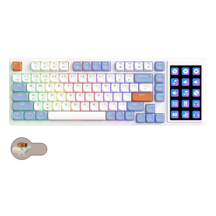 Ajazz AKP815 81 Keys Wired Mechanical Keyboard RGB Backlit LCD Screen Visual Programming Custom Driver Gaming Keyboard(Tea Axis Blue White Orange) - Wired Keyboard by Ajazz | Online Shopping UK | buy2fix