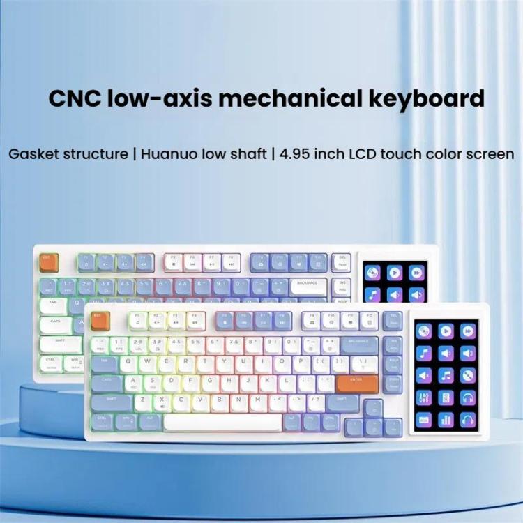 Ajazz AKP815 81 Keys Wired Mechanical Keyboard RGB Backlit LCD Screen Visual Programming Custom Driver Gaming Keyboard(Tea Axis Blue White Orange) - Wired Keyboard by Ajazz | Online Shopping UK | buy2fix