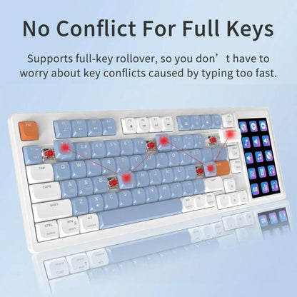 Ajazz AKP815 81 Keys Wired Mechanical Keyboard RGB Backlit LCD Screen Visual Programming Custom Driver Gaming Keyboard(Red Axis White Blue Orange) - Wired Keyboard by Ajazz | Online Shopping UK | buy2fix