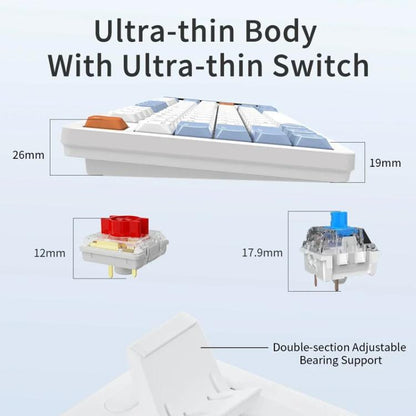 Ajazz AKP815 81 Keys Wired Mechanical Keyboard RGB Backlit LCD Screen Visual Programming Custom Driver Gaming Keyboard(Tea Axis Blue White Orange) - Wired Keyboard by Ajazz | Online Shopping UK | buy2fix