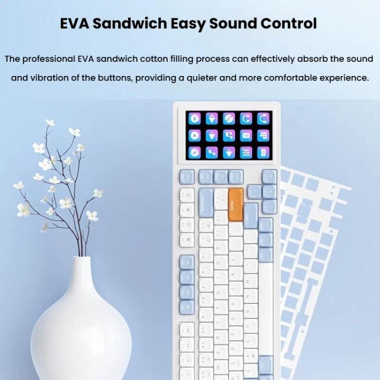 Ajazz AKP815 81 Keys Wired Mechanical Keyboard RGB Backlit LCD Screen Visual Programming Custom Driver Gaming Keyboard(Tea Axis Blue White Orange) - Wired Keyboard by Ajazz | Online Shopping UK | buy2fix