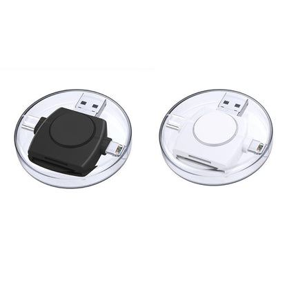 USB-A To USB-C / Type-C + Micro USB + 8 Pin 6-In-1 Round Multifunctional Card Reader(White) - U Disk & Card Reader by buy2fix | Online Shopping UK | buy2fix