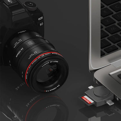 USB-A To USB-C / Type-C + Micro USB + 8 Pin 6-In-1 Round Multifunctional Card Reader(White) - U Disk & Card Reader by buy2fix | Online Shopping UK | buy2fix