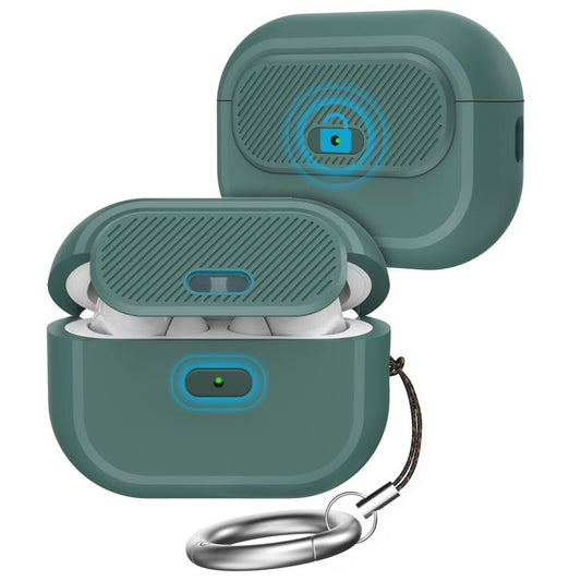 For AirPods Pro / Pro 2 AhaStyle JY17 Silicone Lock Protective Case(Green) - For AirPods Pro by AhaStyle | Online Shopping UK | buy2fix