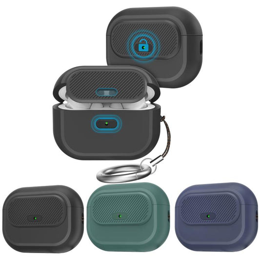 For AirPods Pro / Pro 2 AhaStyle JY17 Silicone Lock Protective Case(Black) - For AirPods Pro by AhaStyle | Online Shopping UK | buy2fix