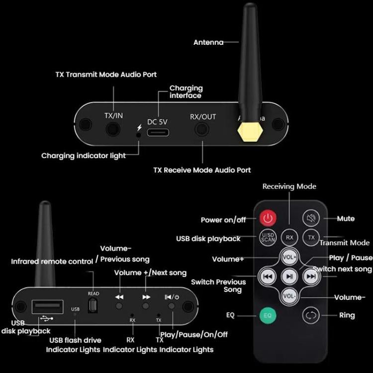 2 In 1 Amplifier AUX Bluetooth 5.4 Audio Adapter - Audio Receiver Transmitter by buy2fix | Online Shopping UK | buy2fix