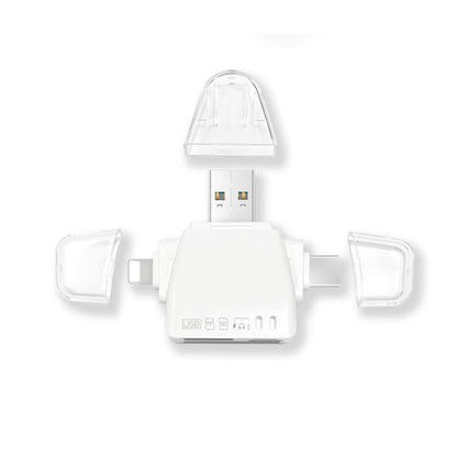 AJ-701 USB-A To USB-C / Type-C + Micro USB + 8 Pin 7-In-1 Universal Card Reader(White) - U Disk & Card Reader by buy2fix | Online Shopping UK | buy2fix