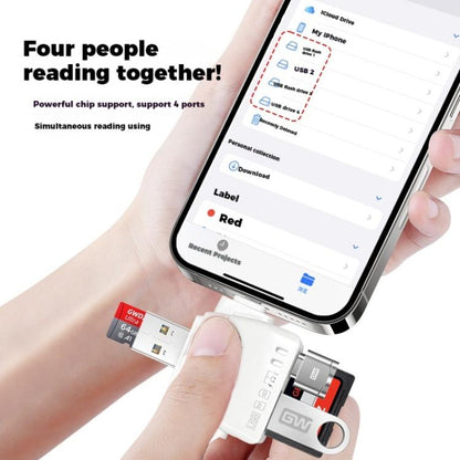 AJ-701 USB-A To USB-C / Type-C + Micro USB + 8 Pin 7-In-1 Universal Card Reader(White) - U Disk & Card Reader by buy2fix | Online Shopping UK | buy2fix