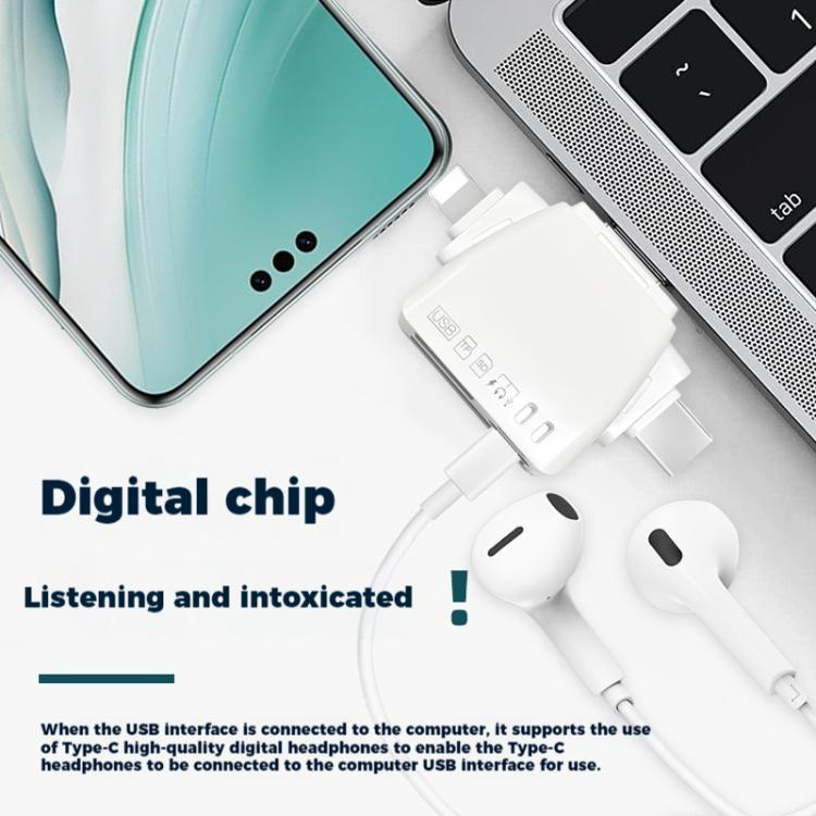 AJ-701 USB-A To USB-C / Type-C + Micro USB + 8 Pin 7-In-1 Universal Card Reader(White) - U Disk & Card Reader by buy2fix | Online Shopping UK | buy2fix