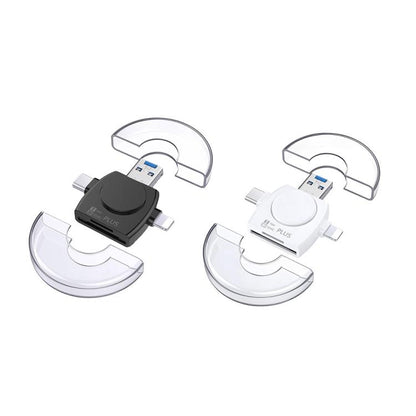 USB 3.0 To USB-C / Type-C / 8 Pin 6-In-1 Multifunctional TF / SD / NM Card Reader(Black) - U Disk & Card Reader by buy2fix | Online Shopping UK | buy2fix