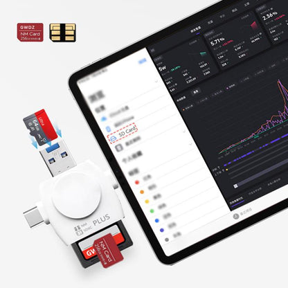 USB 3.0 To USB-C / Type-C / 8 Pin 6-In-1 Multifunctional TF / SD / NM Card Reader(Black) - U Disk & Card Reader by buy2fix | Online Shopping UK | buy2fix