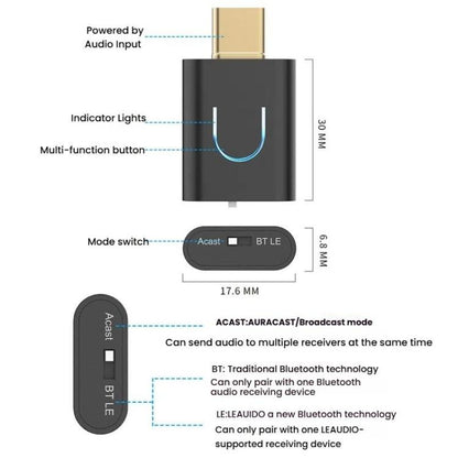 Universal Mobile Phone Computer Type-C Bluetooth Audio Transmitter - Audio Receiver Transmitter by buy2fix | Online Shopping UK | buy2fix