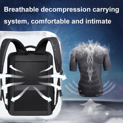 OUMANTU 966 Large-Capacity Waterproof Three-Dimensional Password Lock Laptop Backpack(Gray) - Backpack by OUMANTU | Online Shopping UK | buy2fix