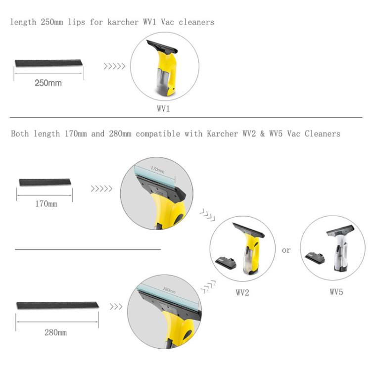 250mm 1pair For Karcher Window Cleaner Rubber Scraper Accessories - For Karcher Accessories by buy2fix | Online Shopping UK | buy2fix