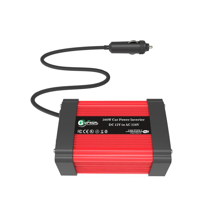 Gurxun Dual USB+Dual Type-C Charging Port Modified Square Wave Car Inverter, Spec: DC12V to AC220V Universal Plug - Modified Square Wave by Gurxun | Online Shopping UK | buy2fix