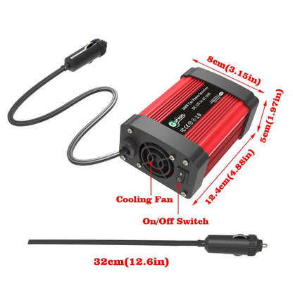 Gurxun Dual USB+Dual Type-C Charging Port Modified Square Wave Car Inverter, Spec: DC12V To AC110V Dual US Plug - Modified Square Wave by Gurxun | Online Shopping UK | buy2fix
