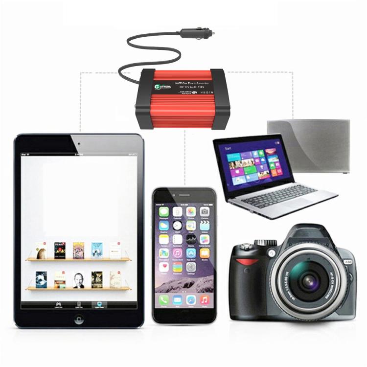 Gurxun Dual USB+Dual Type-C Charging Port Modified Square Wave Car Inverter, Spec: DC12V to AC220V Universal Plug - Modified Square Wave by Gurxun | Online Shopping UK | buy2fix