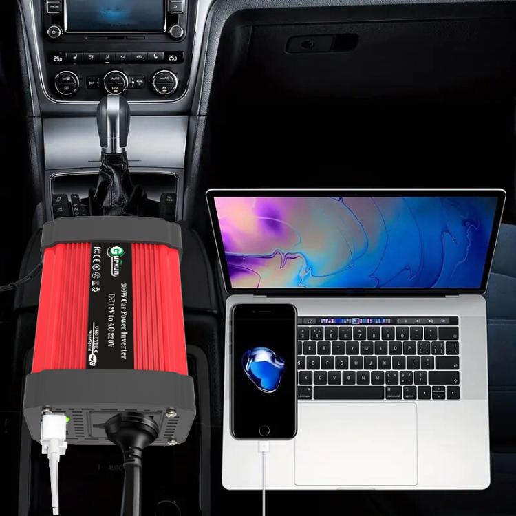 Gurxun Dual USB+Dual Type-C Charging Port Modified Square Wave Car Inverter, Spec: DC12V to AC220V Universal Plug - Modified Square Wave by Gurxun | Online Shopping UK | buy2fix
