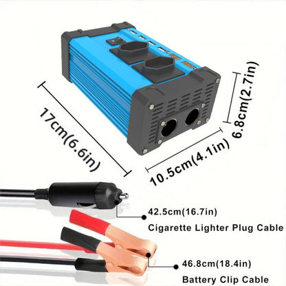 Gurxun 4 USB Ports Digital Display Modified Square Wave Inverter, Spec: 500W Brazil Plug 12V To 110V - Modified Square Wave by Gurxun | Online Shopping UK | buy2fix
