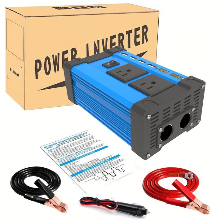 Gurxun 4 USB Ports Digital Display Modified Square Wave Inverter, Spec: 500W Brazil Plug 12V To 220V - Modified Square Wave by Gurxun | Online Shopping UK | buy2fix