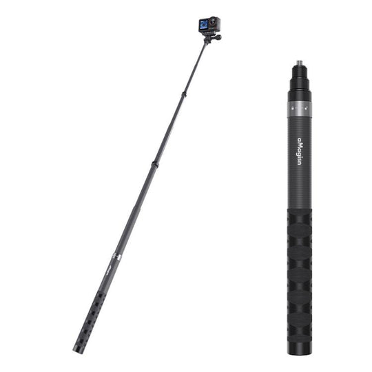 aMagisn 1.2m Carbon Fiber Invisible Selfie Stick for DJI, Insta360, GoPro and Other Action Cameras(Black)