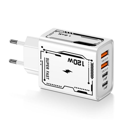 2A 2 USB+2 PD Type-C Multi-Port Mobile Phone Charger(EU Plug White) - USB Charger by buy2fix | Online Shopping UK | buy2fix