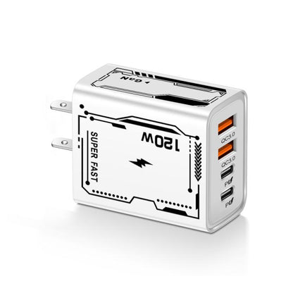 2A 2 USB+2 PD Type-C Multi-Port Mobile Phone Charger(US Plug White) - USB Charger by buy2fix | Online Shopping UK | buy2fix