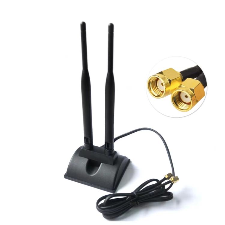 3M 2.4G/5G Dual-Band Antenna with 2 RP-SMA Male Connector Wireless WIFI Router Network Card High Gain Extension Antenna - SMA/RP-SMA Antenna by buy2fix | Online Shopping UK | buy2fix
