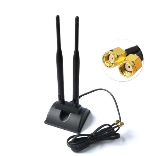3M 2.4G/5G Dual-Band Antenna with 2 RP-SMA Male Connector Wireless WIFI Router Network Card High Gain Extension Antenna - SMA/RP-SMA Antenna by buy2fix | Online Shopping UK | buy2fix