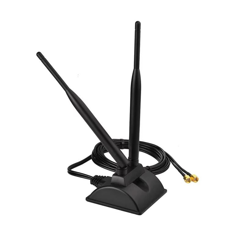 3M 2.4G/5G Dual-Band Antenna with 2 RP-SMA Male Connector Wireless WIFI Router Network Card High Gain Extension Antenna - SMA/RP-SMA Antenna by buy2fix | Online Shopping UK | buy2fix