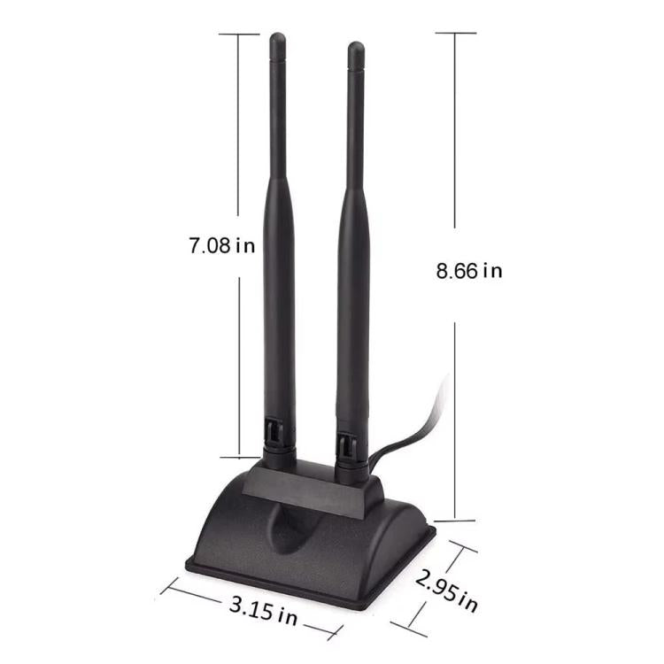3M 2.4G/5G Dual-Band Antenna with 2 RP-SMA Male Connector Wireless WIFI Router Network Card High Gain Extension Antenna - SMA/RP-SMA Antenna by buy2fix | Online Shopping UK | buy2fix