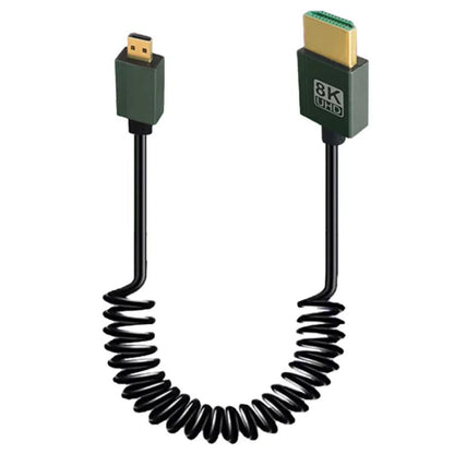 8K 60HZ HDMI 2.1 Spring Cable 0.5m Length, Spec: Micro HDMI To HDMI Straight - Cable by buy2fix | Online Shopping UK | buy2fix