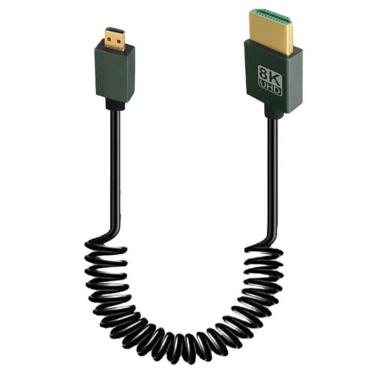 8K 60HZ HDMI 2.1 Spring Cable 0.5m Length, Spec: Micro HDMI To HDMI Straight