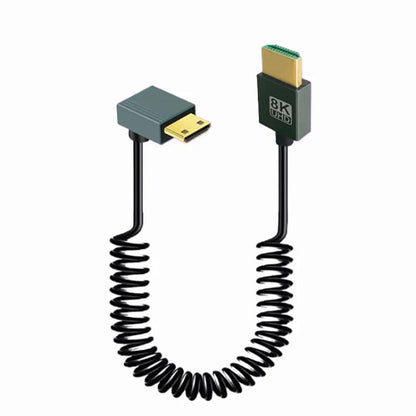 8K 60HZ HDMI 2.1 Spring Cable 0.5m Length, Spec: Mini HDMI Positive Bend - Cable by buy2fix | Online Shopping UK | buy2fix