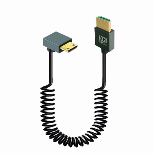 8K 60HZ HDMI 2.1 Spring Cable 0.5m Length, Spec: Mini HDMI Positive Bend - Cable by buy2fix | Online Shopping UK | buy2fix