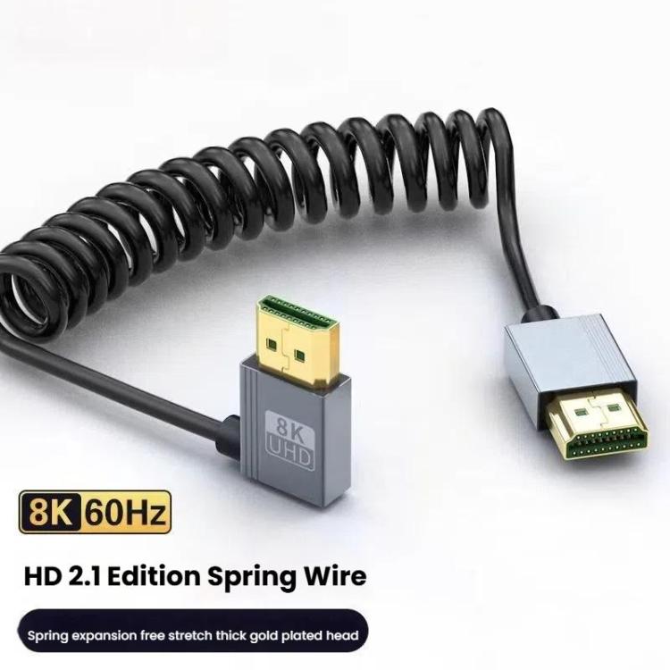 8K 60HZ HDMI 2.1 Spring Cable 0.5m Length, Spec: Mini HDMI Positive Bend - Cable by buy2fix | Online Shopping UK | buy2fix