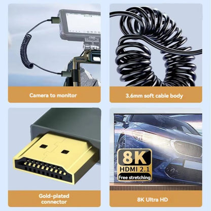 8K 60HZ HDMI 2.1 Spring Cable 0.5m Length, Spec: Micro HDMI Left Bend - Cable by buy2fix | Online Shopping UK | buy2fix