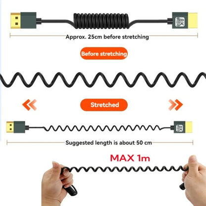 8K 60HZ HDMI 2.1 Spring Cable 0.5m Length, Spec: Micro HDMI Reverse Bend - Cable by buy2fix | Online Shopping UK | buy2fix