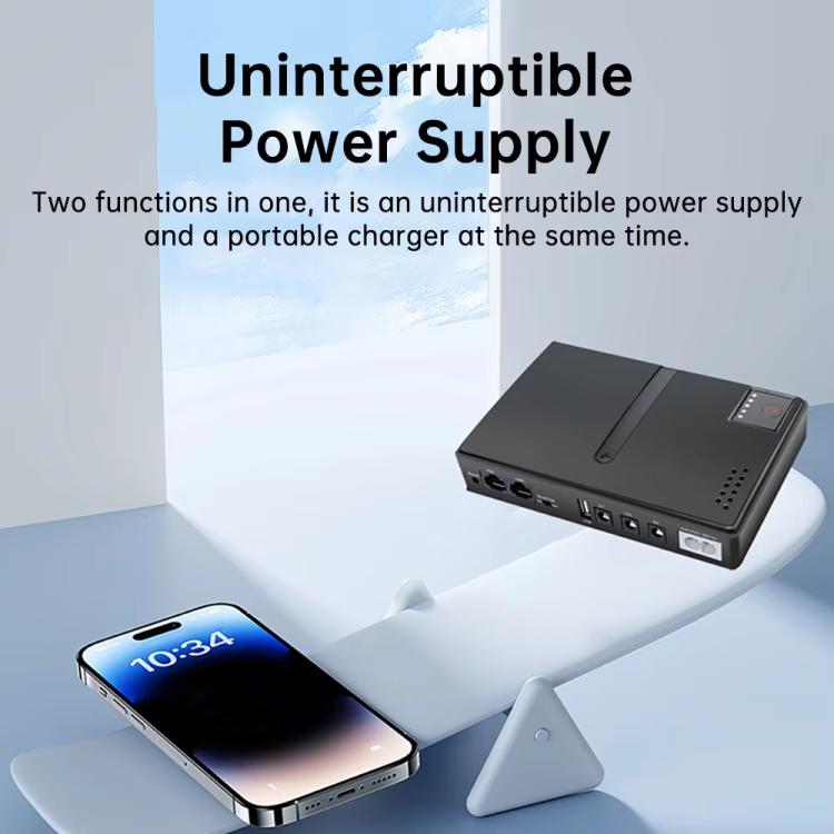 Uninterruptible Power Supply with DC Output 5V/9V/12V for Router, Modem, Security Camera, Mobile Phone EU Plug - Battery Storage Box by buy2fix | Online Shopping UK | buy2fix