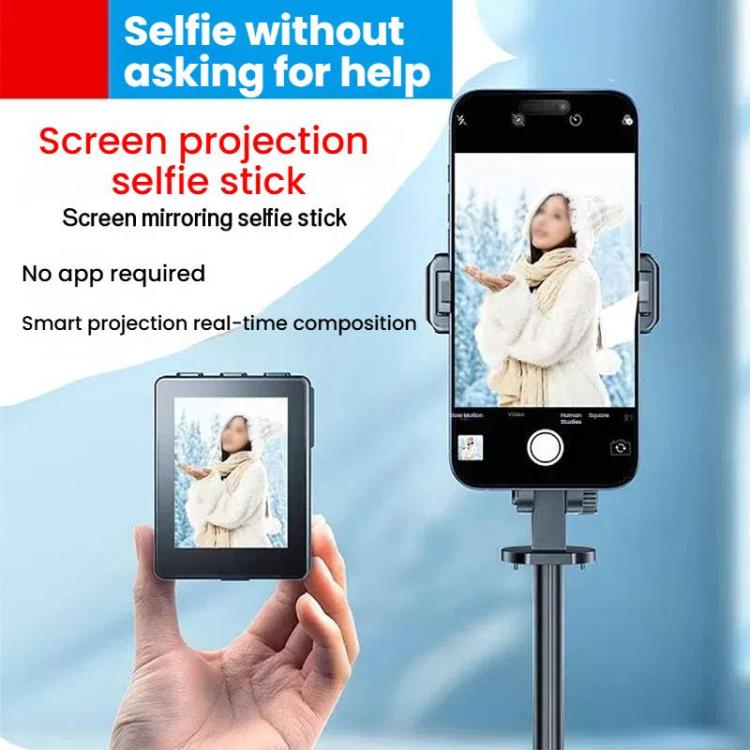Mobile Phone Screen Mirroring Selfie Stick Real-time Display Mobile Phone Rear Photo Live Tripod Stand(Black) - Selfie Sticks by buy2fix | Online Shopping UK | buy2fix
