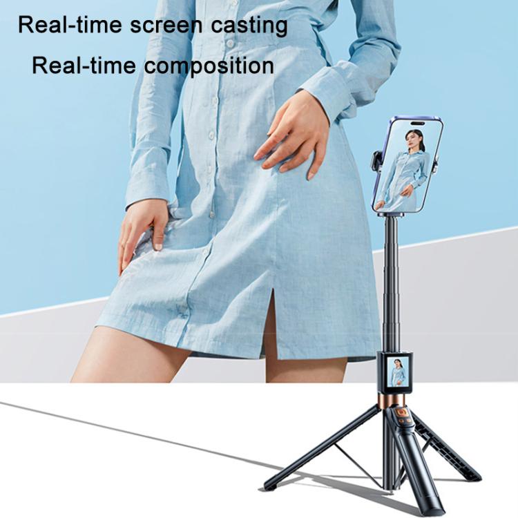 Mobile Phone Screen Mirroring Selfie Stick Real-time Display Mobile Phone Rear Photo Live Tripod Stand(Black) - Selfie Sticks by buy2fix | Online Shopping UK | buy2fix