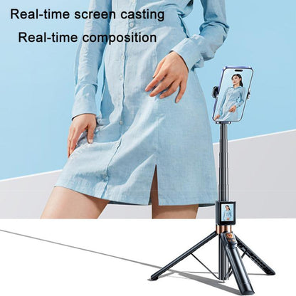 Mobile Phone Screen Mirroring Selfie Stick Real-time Display Mobile Phone Rear Photo Live Tripod Stand(Black) - Selfie Sticks by buy2fix | Online Shopping UK | buy2fix
