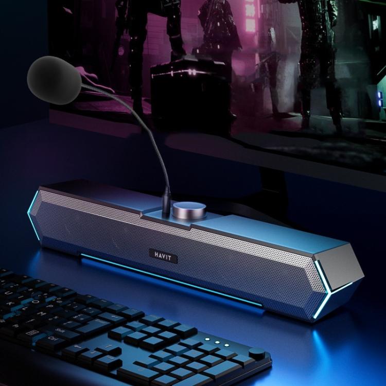 Havit M19 RGB Lighting Effect Desktop Computer Wired Speaker, Color: Bluetooth Microphone Version -  by Havit | Online Shopping UK | buy2fix