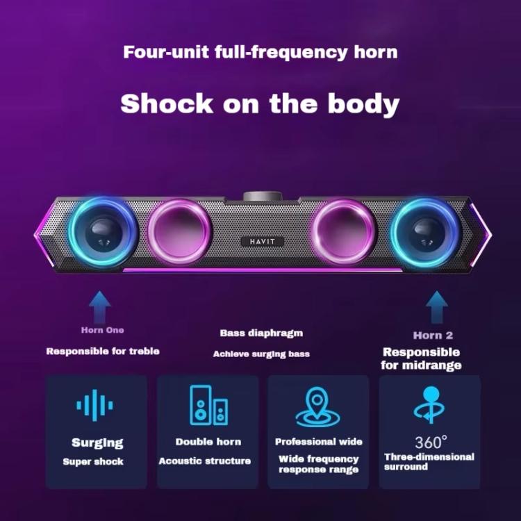 Havit M19 RGB Lighting Effect Desktop Computer Wired Speaker, Color: Bluetooth Microphone Version -  by Havit | Online Shopping UK | buy2fix