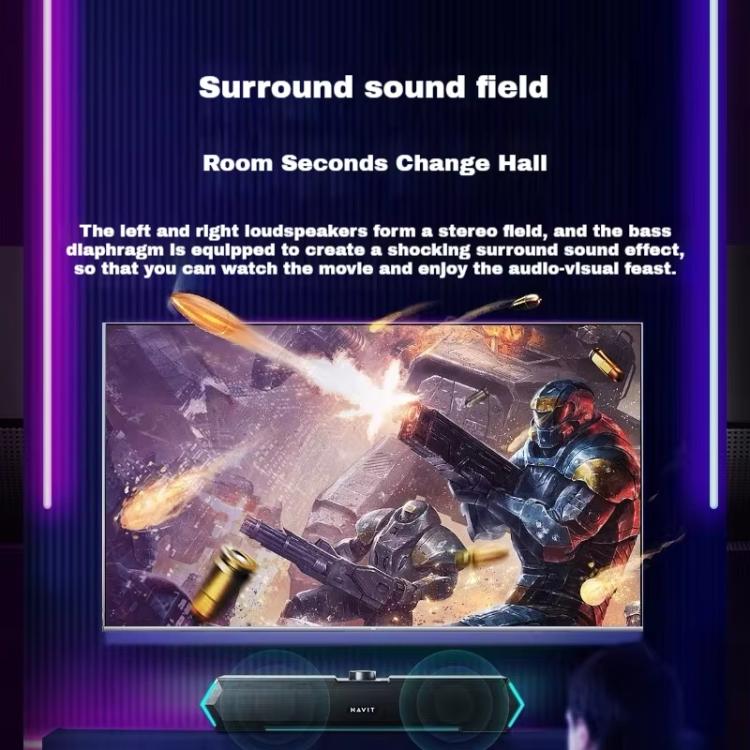 Havit M19 RGB Lighting Effect Desktop Computer Wired Speaker, Color: Bluetooth Microphone Version -  by Havit | Online Shopping UK | buy2fix