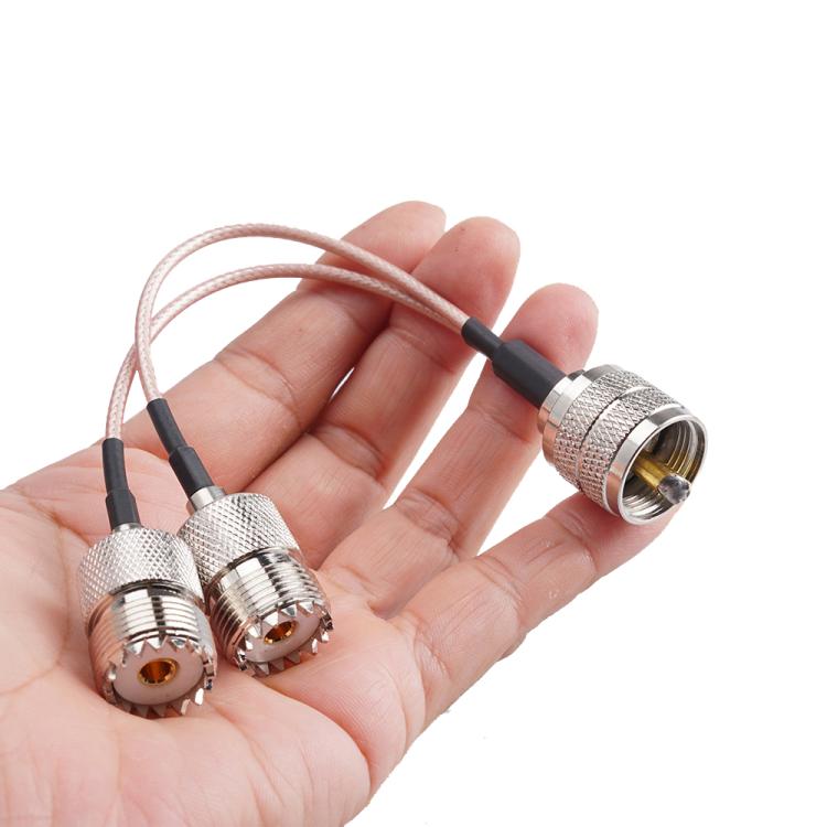 20cm UHF Male To 2 Female 1 In 2 Adapter Cable Y Type PL-259 To SO239 RG316 Coaxial Cable - Connectors by buy2fix | Online Shopping UK | buy2fix