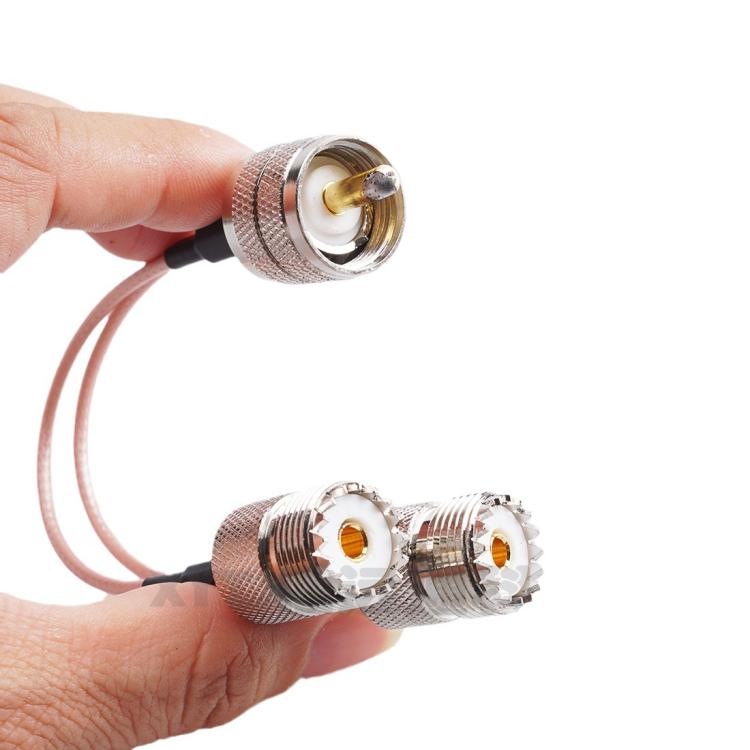 30cm UHF Male To 2 Female 1 In 2 Adapter Cable Y Type PL-259 To SO239 RG316 Coaxial Cable - Connectors by buy2fix | Online Shopping UK | buy2fix