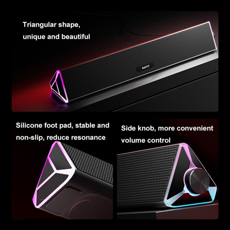 Havit M15 RGB Lighting Effect Dual Speaker Stereo Desktop Computer Wired Speaker(Black) -  by Havit | Online Shopping UK | buy2fix