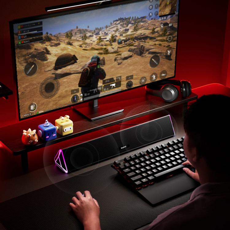 Havit M15 RGB Lighting Effect Dual Speaker Stereo Desktop Computer Wired Speaker(Black) -  by Havit | Online Shopping UK | buy2fix